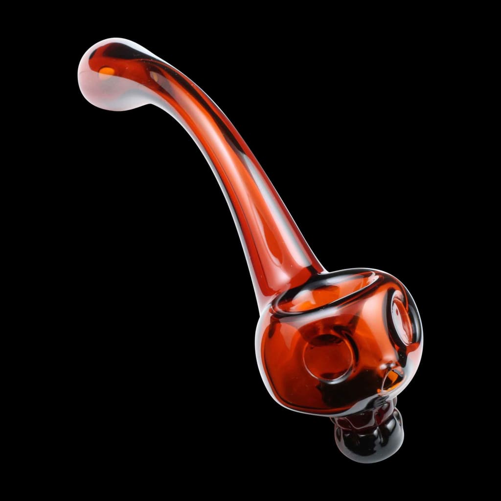 Skull Gandalf glass Sherlock pipe with amber glass oil burner