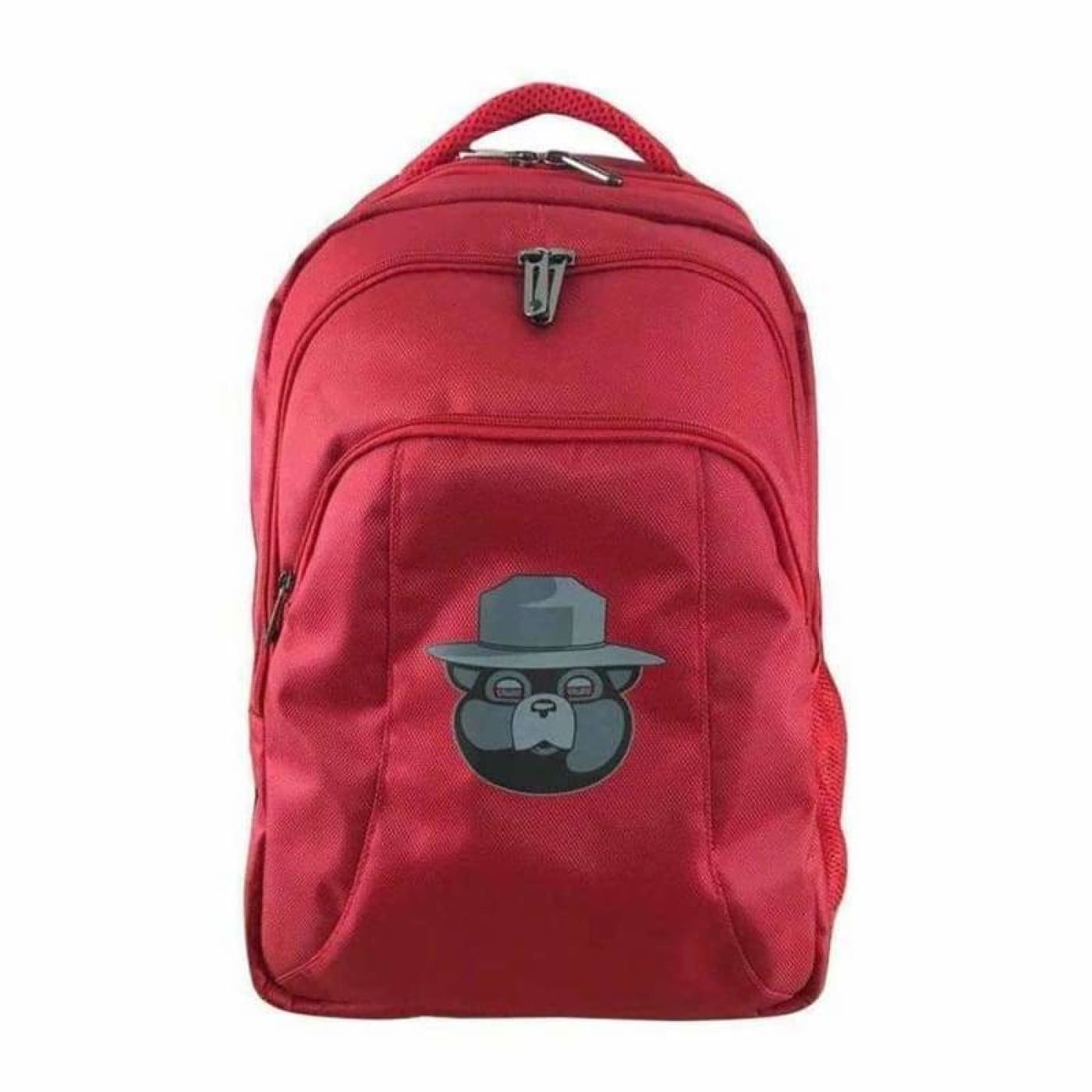 Smokeyz smell proof backpack featuring a bear face design on the front pocket