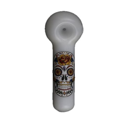 Sugar Skull Label Glass Pipe With Colorful Design For a Hypnotic Smoking Experience