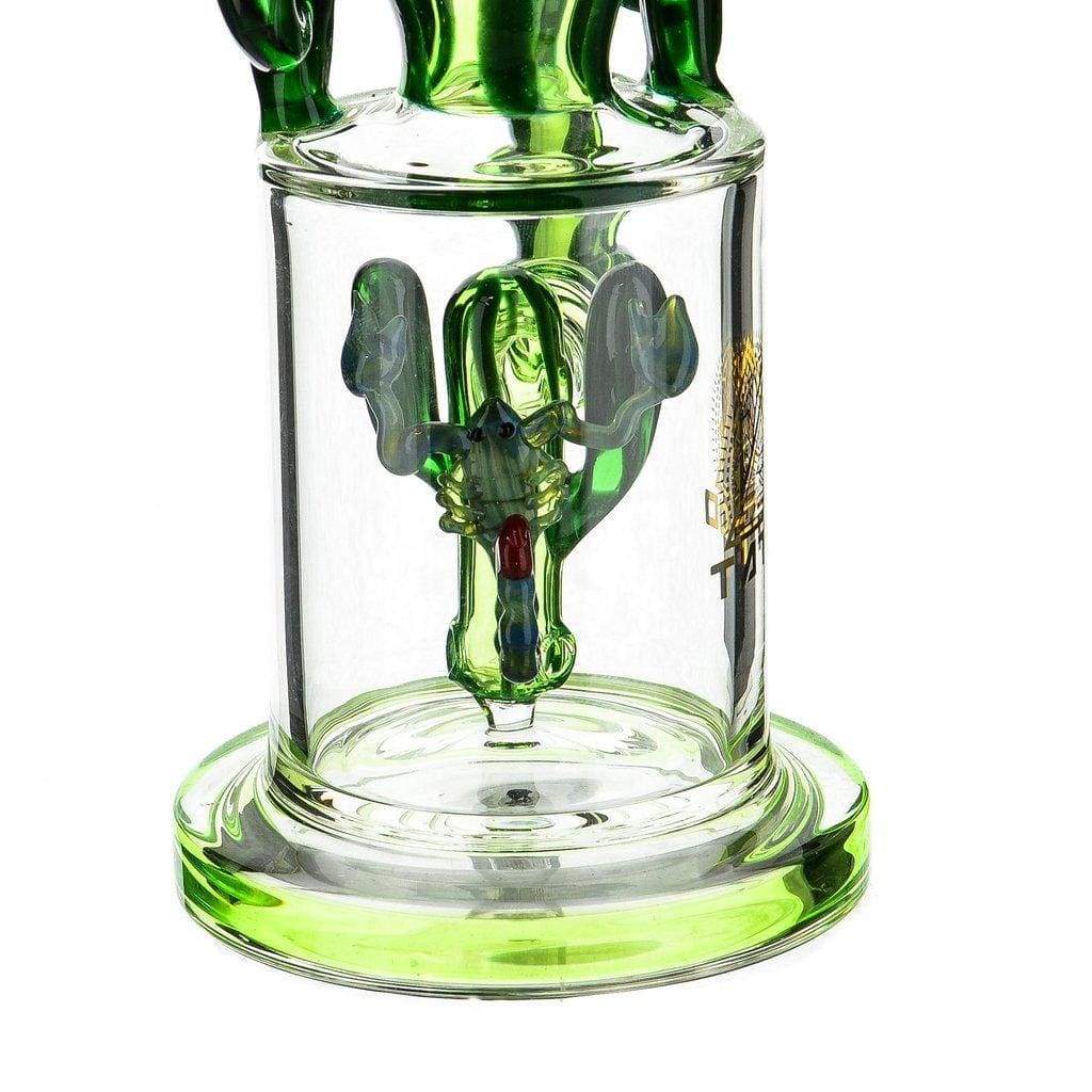 American Glass Cactus Bong: Unique green cactus percolator with scorpion design