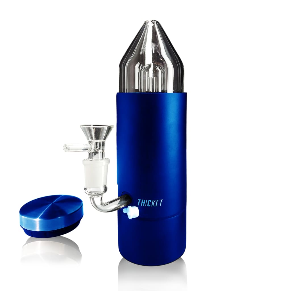 Blue Thicket Water Pipe: Clear Glass Percolator with Bowl and Neck