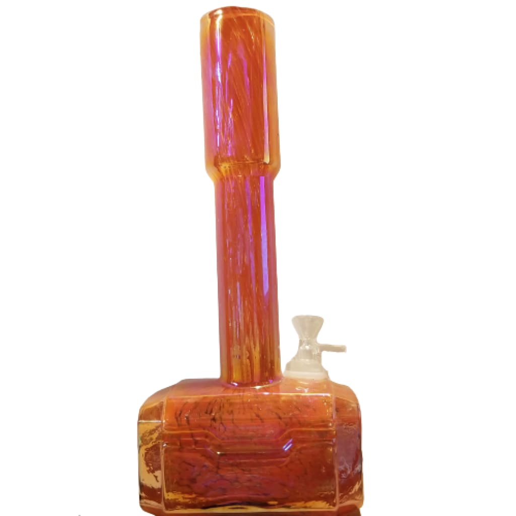 Orange iridescent Thor’s Hammer Bong thick glass water pipe 12 inch