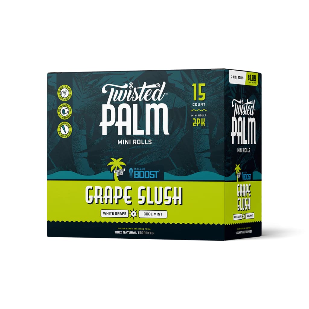 Box Of Twisted Palm Natural Terpene Flavoring Palm Leaf Rolls In Grape Slush Flavor