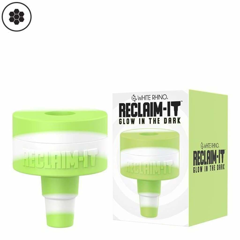 Glow-in-the-dark White Rhino silicone reclaimer for water pipes by Reclaim-It