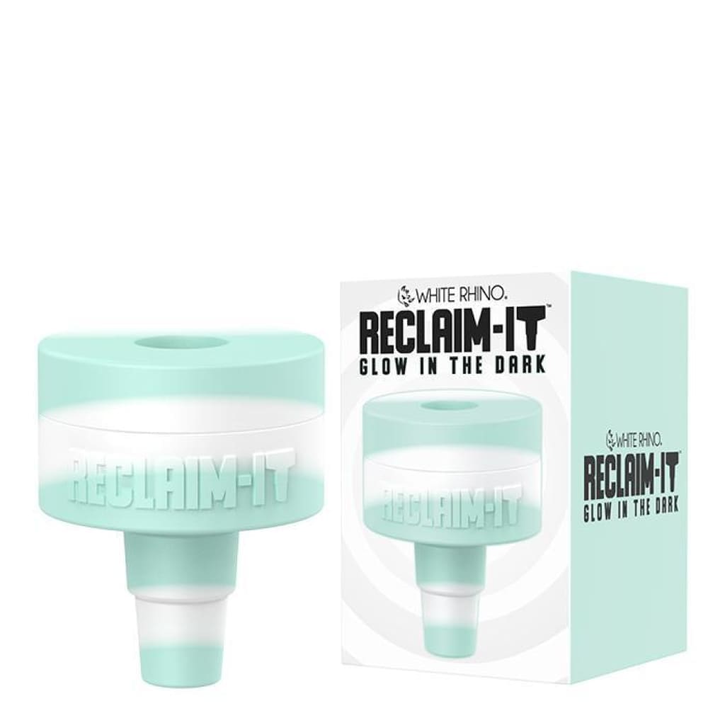 Glow-in-the-dark White Rhino Reclaim-It Silicone Reclaimer for Water Pipes in mint green