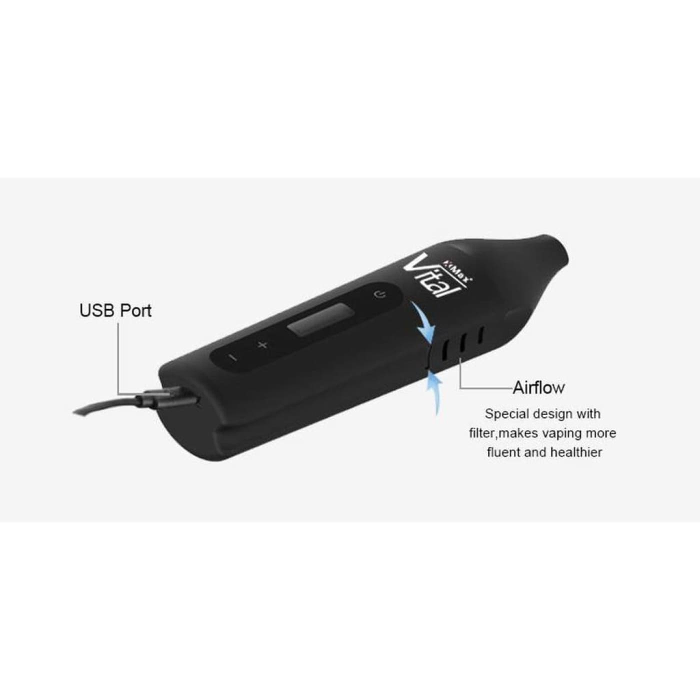 Xvape Vital dry herb vaporizer with black Vmax pen, ceramic chamber, OLED display