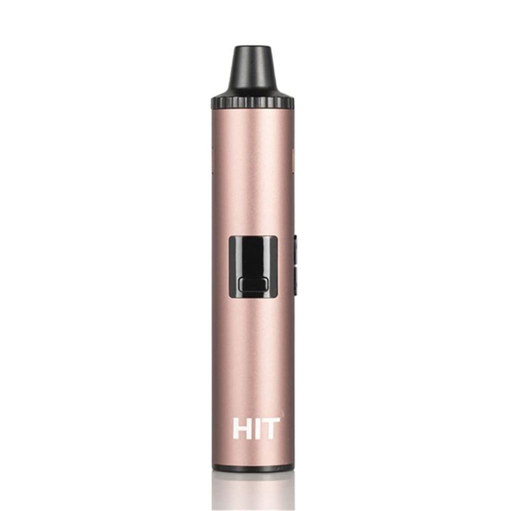 Rose gold Yocan Hit dry herb vaporizer with ‘HIT’ branding and black mouthpiece