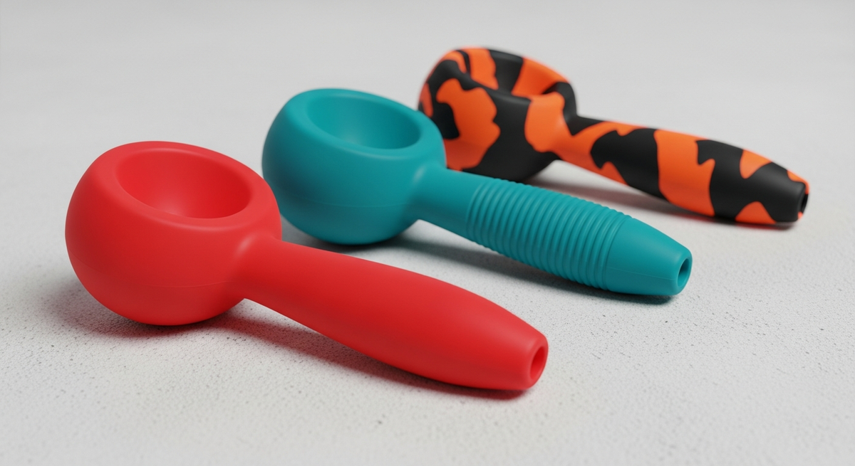 Silicone hand pipes - unbreakable colorful flexible smoking pipes at Smokerolla