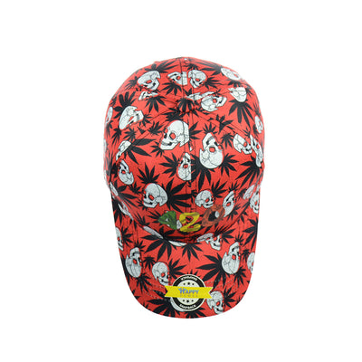 Skull Motif Red Snapback Baseball Cap