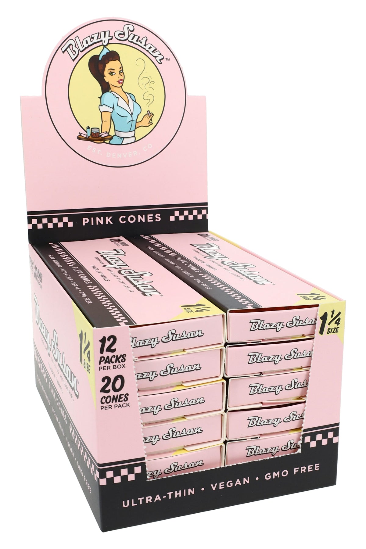 Blazy Susan 1¼ Pre-Rolled Cones – Pink or Purple – 20/Pack – 12-Count Display – image 1
