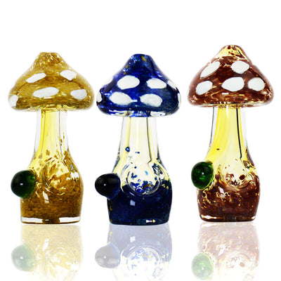 Artisan Mushroom Frit Glass Spoon Pipe