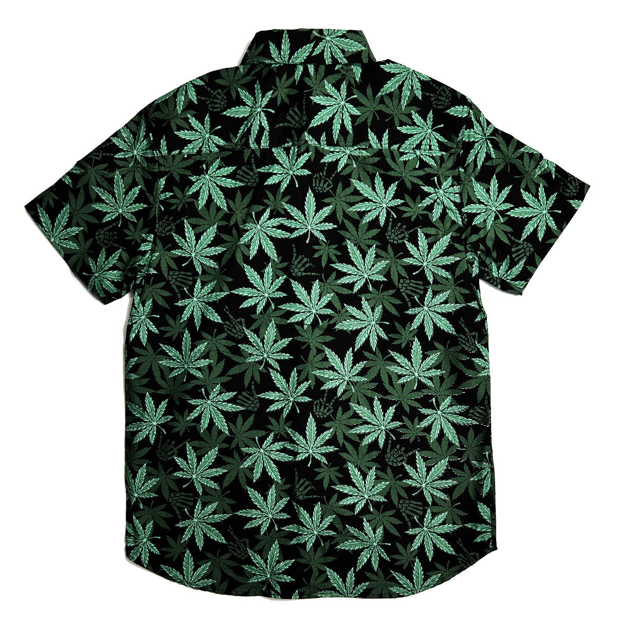 Black Leaf Pattern Woven Short-Sleeve Shirt Set