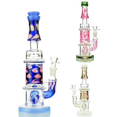 Four glass bongs from the Double Glass Gold Fume Water Pipe for smooth hits