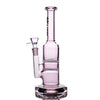 Fumes Glass Pink Straight Shooter With Double Honeycomb Perc And 14mm Male Bowl