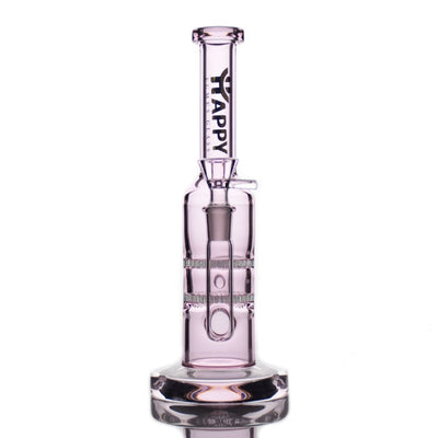 Fumes Glass Pink Straight Shooter With Yappy Branding And Double Honeycomb Perc
