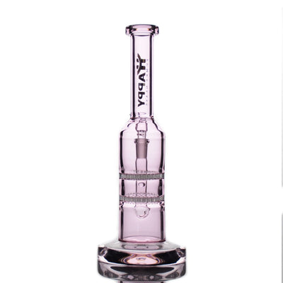10’ Happy Fumes Glass Pink Straight Shooter With Double Percs And Dabba Branding