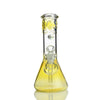 10 Inch Fumed Glass Beaker Water Pipe with Yellow Gradient and Floral Etching