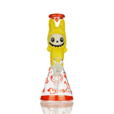 10 Inch Glow in the Dark Beaker with 14mm Male Bowl and Bunny Skull