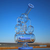 Elaborate Recycler Style Inline Percolator Bong with Spring Body Shape and blue accents