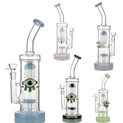 Slime double chamber water pipe with 14mm male bowl and eye design