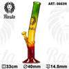 Colorful rasta colored glass water pipe with tri colored tube and lion logo