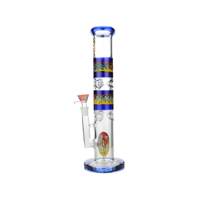 Wig Wag Art Straight Shooter glass water pipe with colorful bands and percolator chamber