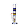 Wig Wag Art Straight Shooter glass water pipe with colorful bands and percolator chamber