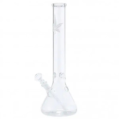14 Inch Beaker Base Glass Water Pipe with Marijuana Leaf Design - Premium Quality