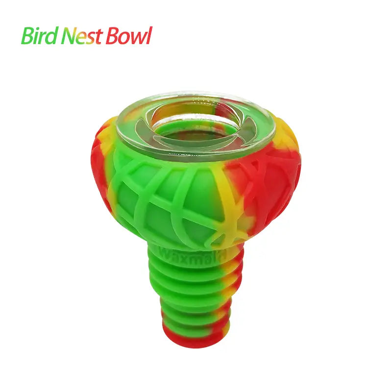 Colorful silicone bird nest glass bowl with screw base for bird nests on Waxmaid official website