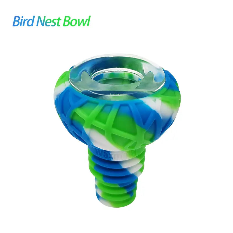 Colorful silicone glass bowl with spiral base for 14mm-18mm joints on Waxmaid official website
