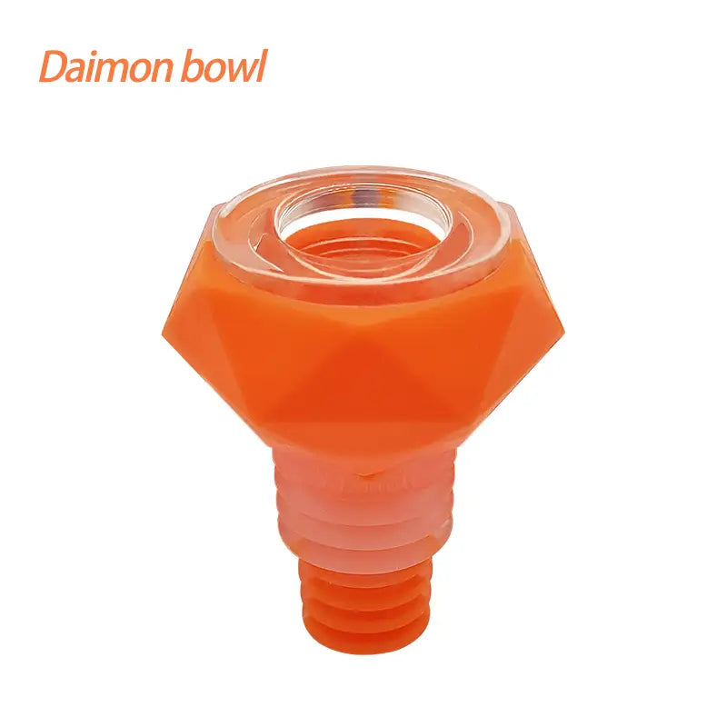 Orange Waxmaid Diamond Silicone Glass Bowl with threaded base for 14-18mm joints