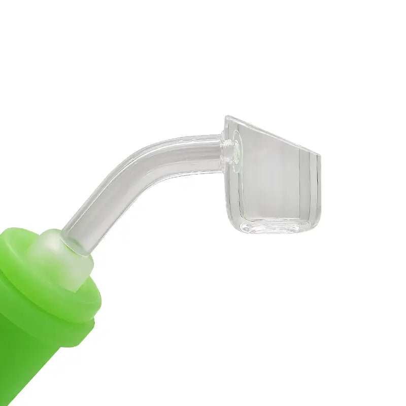 Quartz dab banger with green silicone adapter for Waxmaid 14mm 45° quartz joint