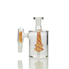 Glass water pipe with colorful spiral designs for Reversal Glass 14mm Double Filter Ash Catcher