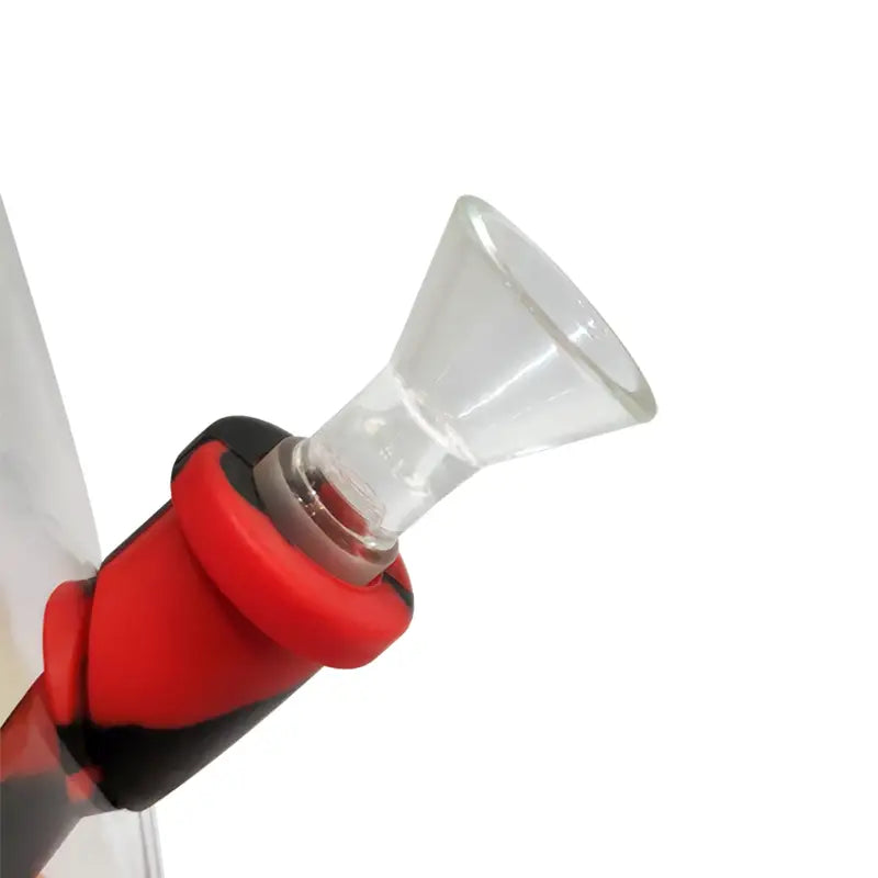 Red and black silicone bong mouthpiece for Funnel Glass Bowl for 14mm Male Joint