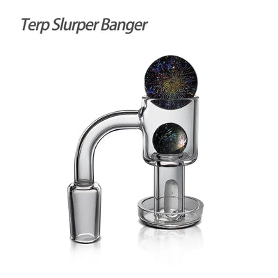 Glass smoking device featuring a spherical chamber in the Waxmaid 14mm Terp Slurper Banger