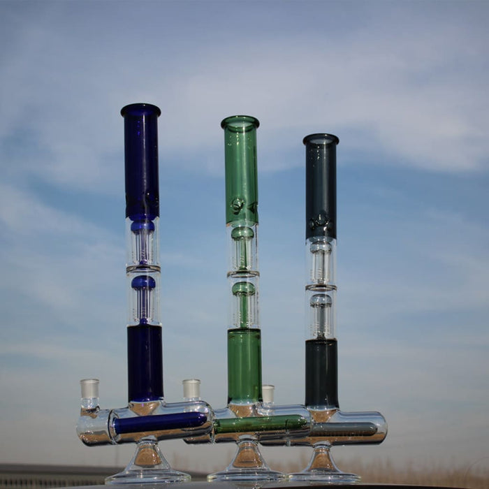 18 Inline And Dual Arm Percolated Glass Water Pipe On sale