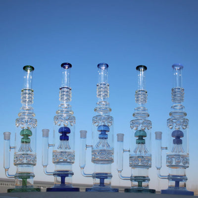 Jellyfish Sprinkler Percolator Glass Pipe with intricate chambers and superior filtration