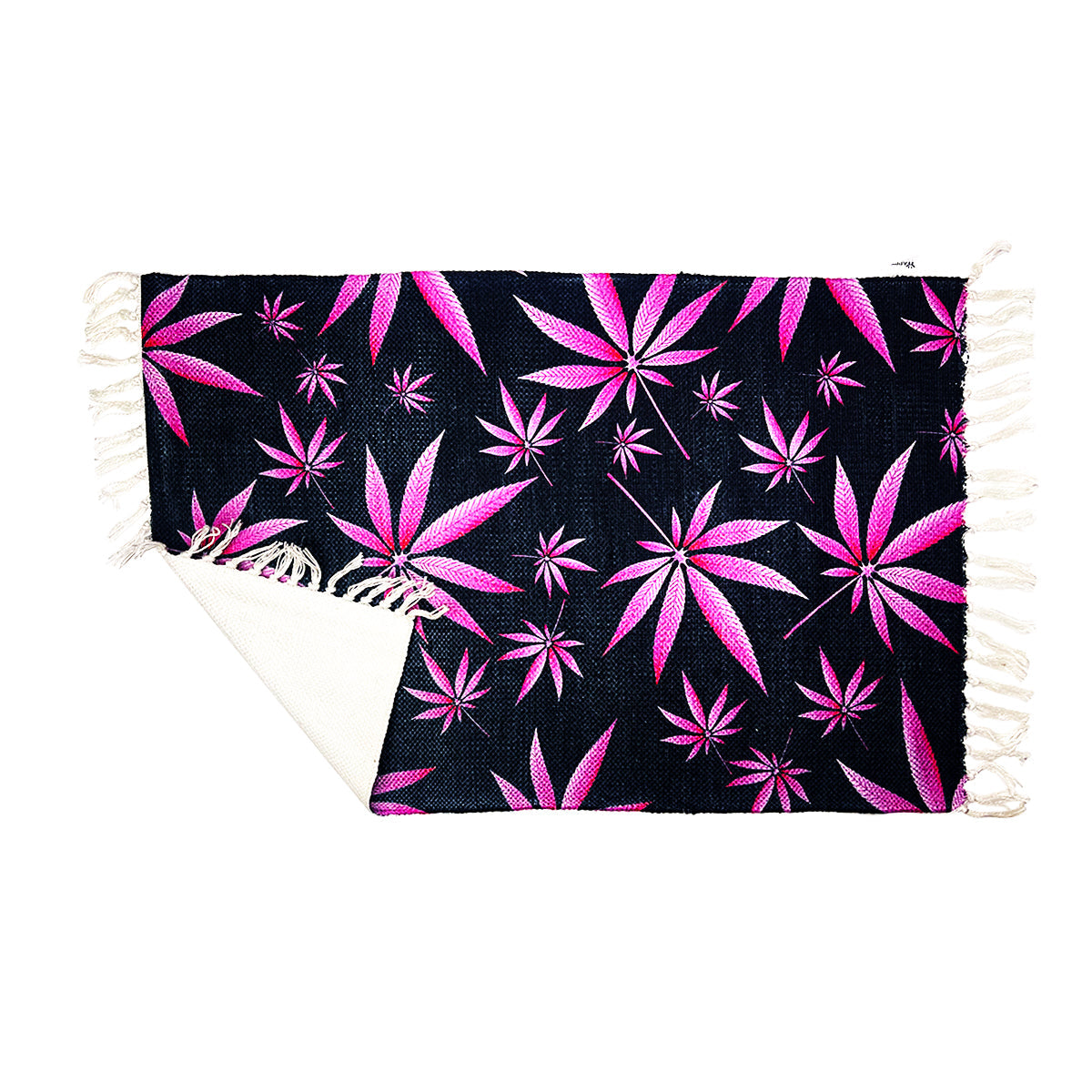 Artisan Handloom Pink Leaf Motif Doormat - 2x3ft