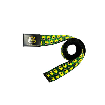 Signature Skull & Leaf Motif Adjustable Belt