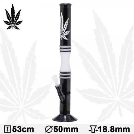 20.5 Black And White Hemp Leaf Glass Water Pipe Bong On sale
