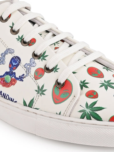 Snow White Botanical Print Vegan Leather Shoes