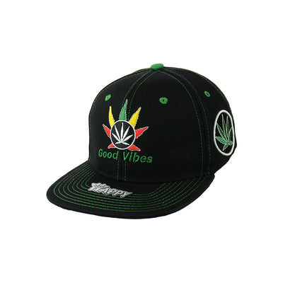 Good Vibes Embroidered Cotton Snapback Cap