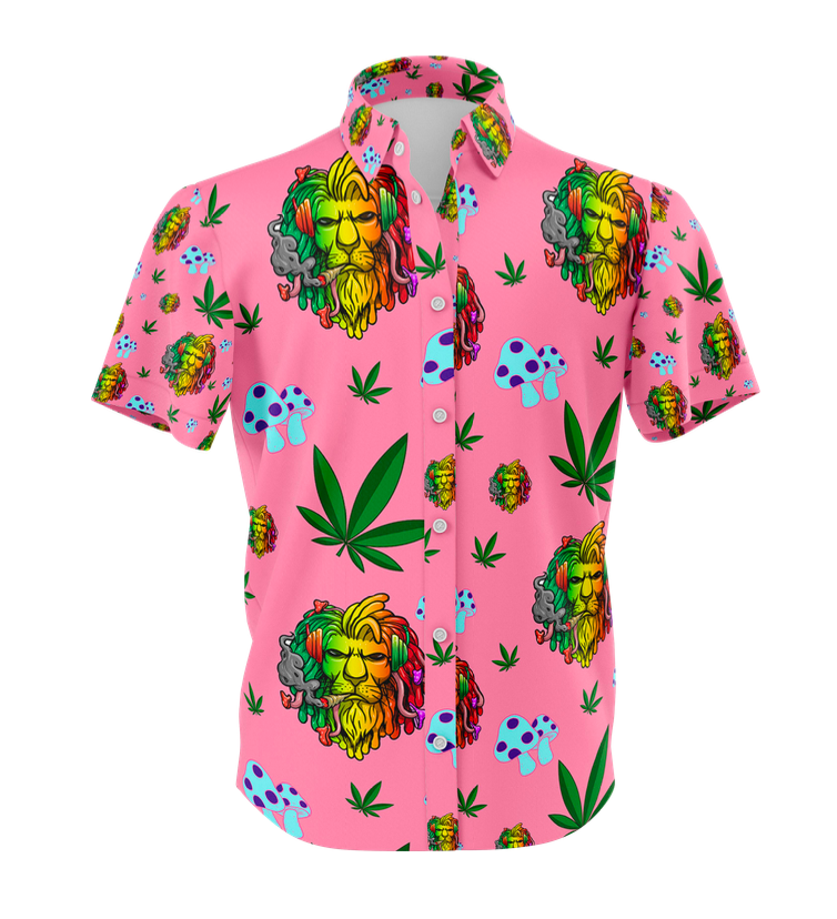 Pink Lion Leaf Print Comfort Apparel Set