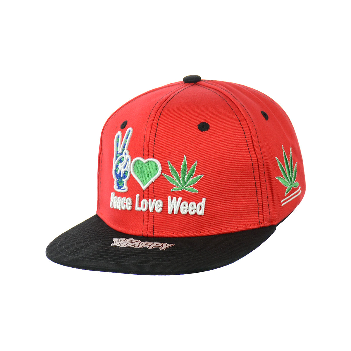 Embroidered 'Peace & Love' Snapback Cap