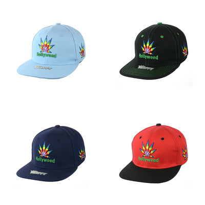 Embroidered Leaf Design Cotton Snapback Hat