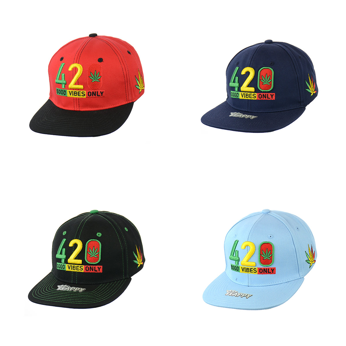 Good Vibes Embroidered Cotton Snapback Hat