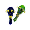 Devilishly Delightful Smoke Pipes With Vibrant Hues Shaped Like Blue And Green Alien Heads