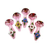 4.5’ Flower Hand Pipe Spoon With Floral Glass Design And Pink Stems