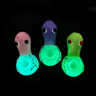 Glowing Adventure With Colorful Glass Pipes Featuring Glowing Bases And Cartoon Eyes
