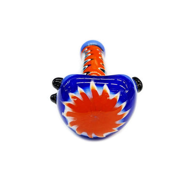 Vibrant blue orange Wig Wag hand pipe in durable borosilicate glass